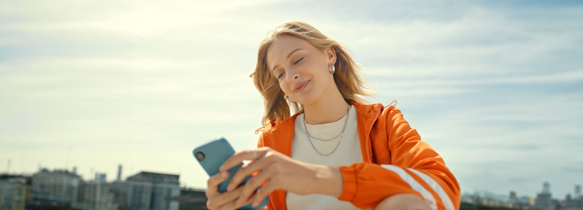 young woman texting